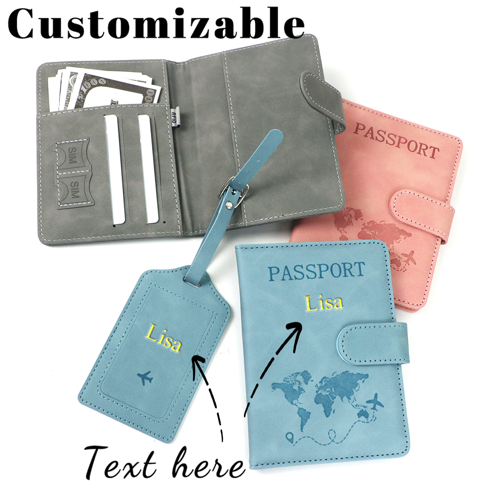 Travel Accessories In Bulk - Customized name anti-magnetic passport book PU