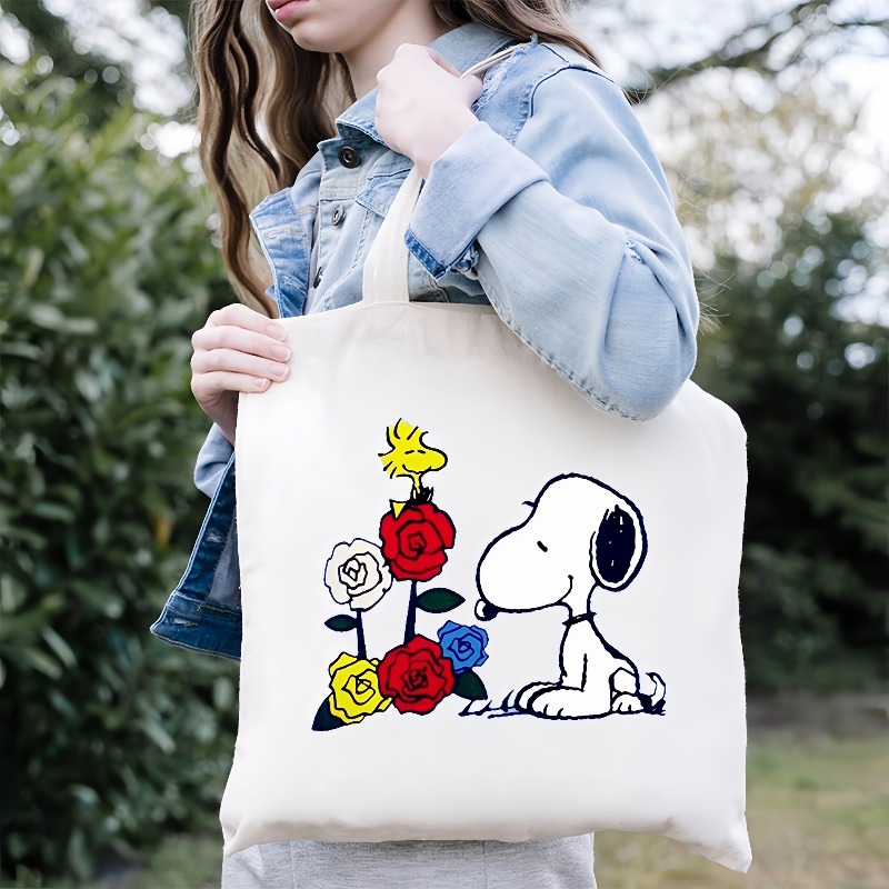 Travel Accessories Girly - Portable Snoopy Printed Canvas Handbag Kawaii