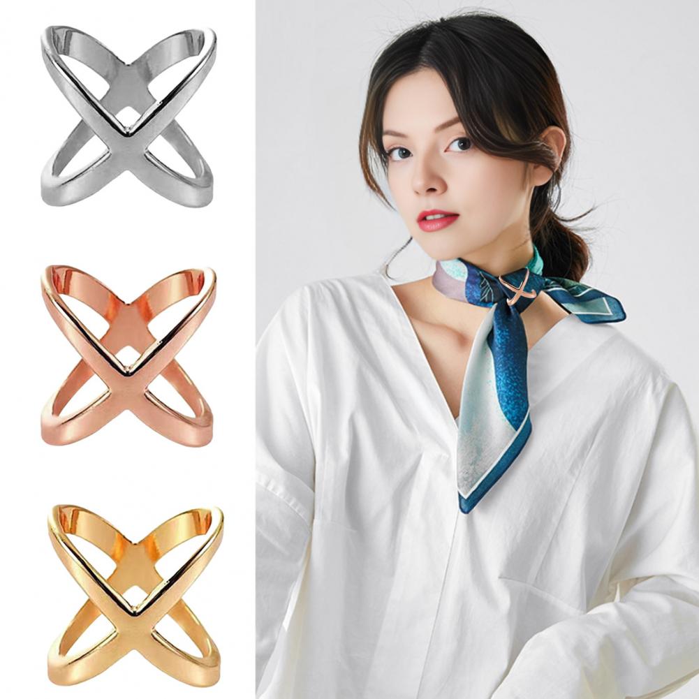 Travel Accessories To Gift - X-Shaped Scarf Clips Elegant Silk Scarf