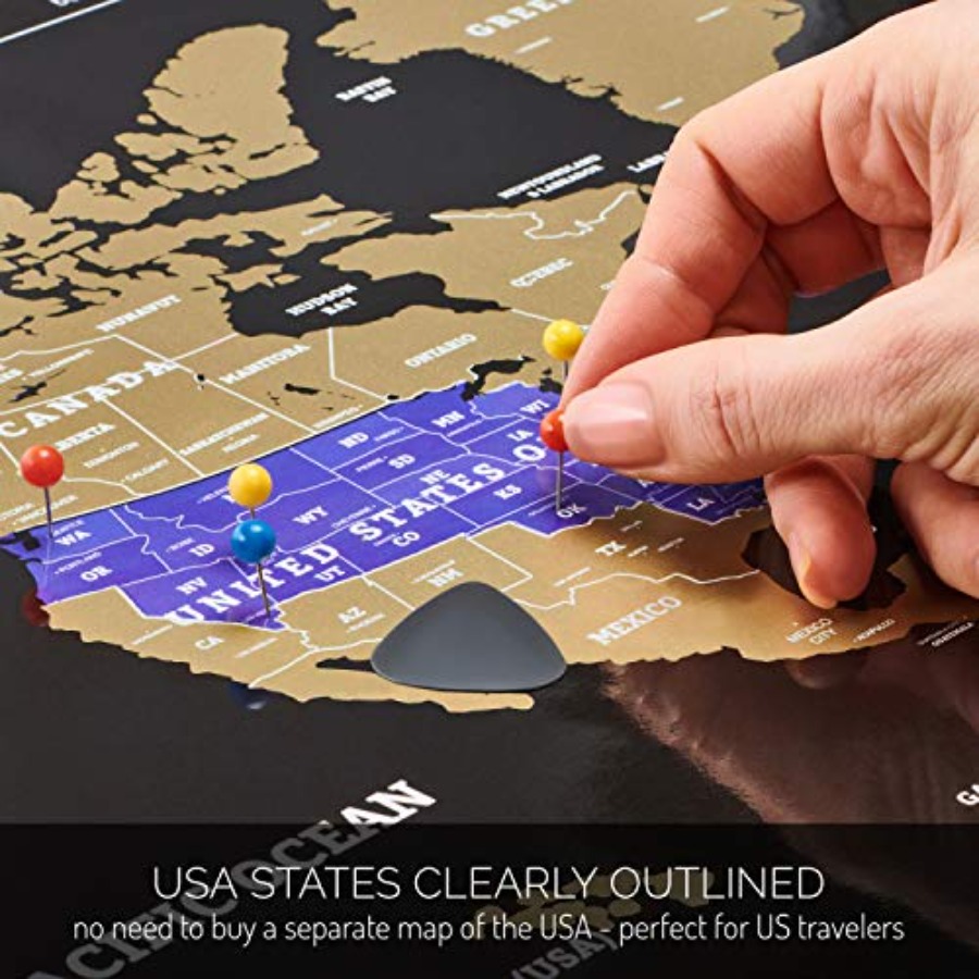 Scratch Off World Map - Extra  - Travel Accessories To Gift reseña y precio