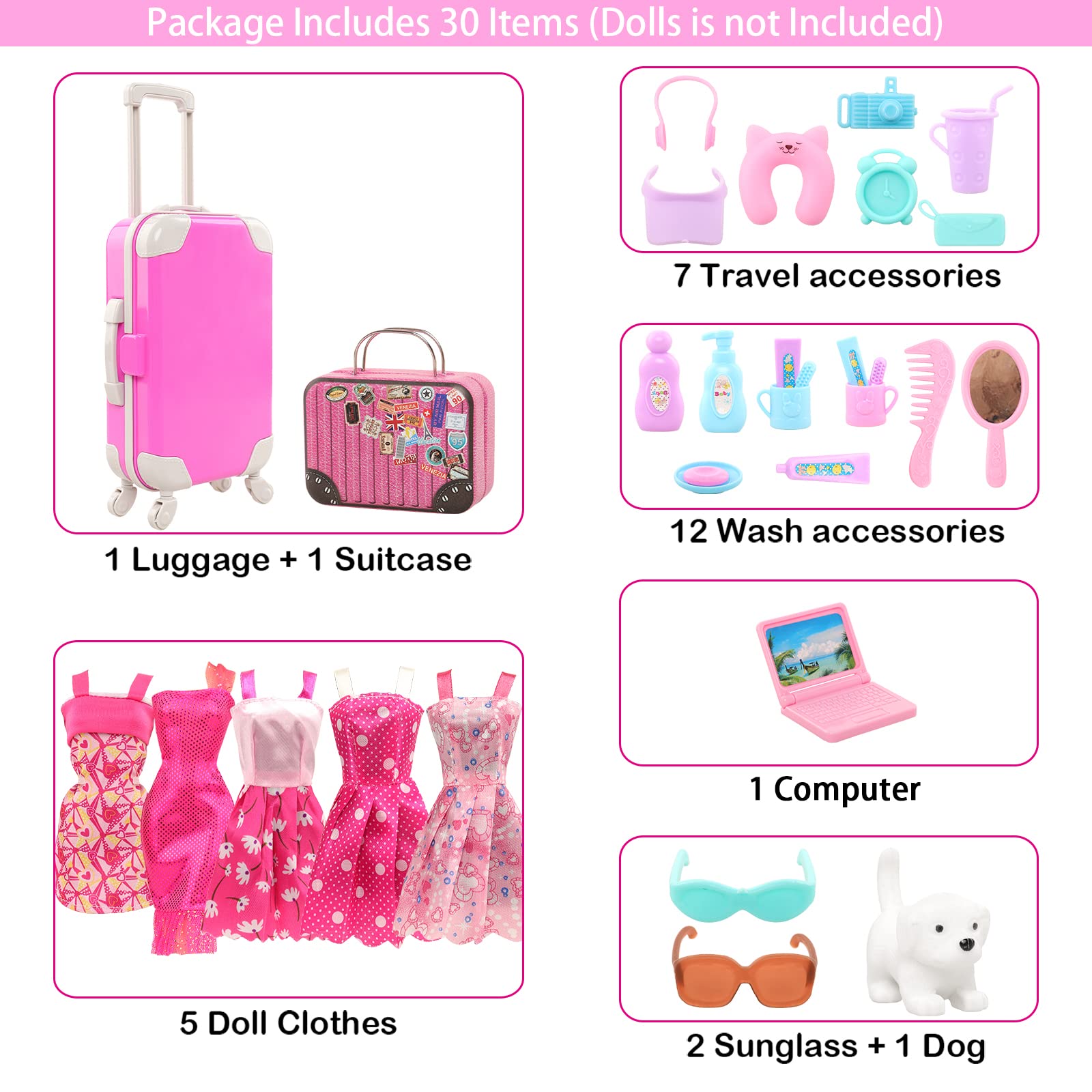 BARWA 30 Pcs 11.5 lnch Travel  - Travel Accessories Girly reseña y precio